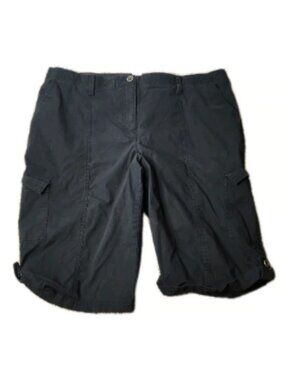 Chico's Black Shorts Size 2.5 (14) Cotton Stretch Bermuda Pockets Womens